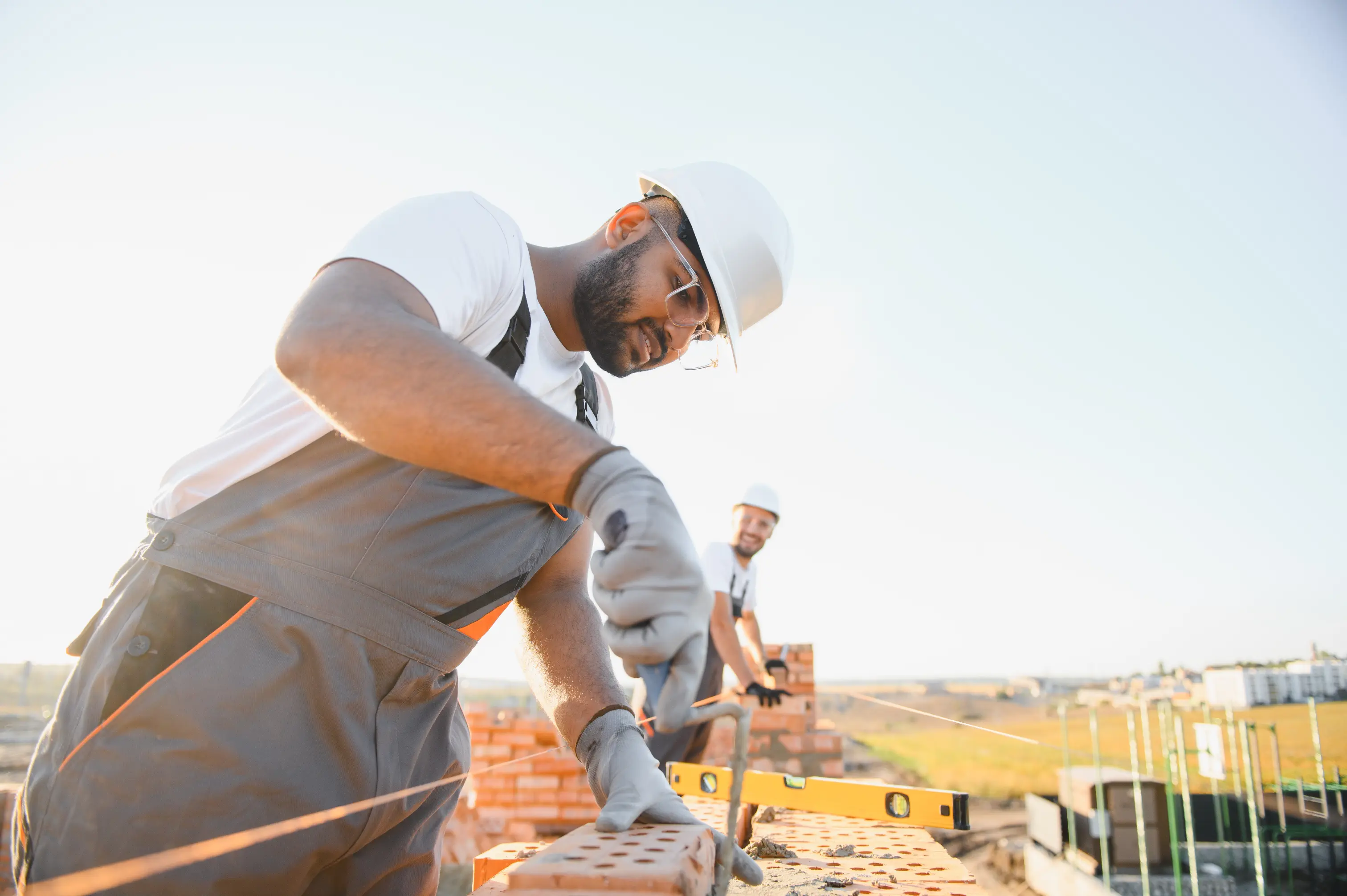Construction workers at work